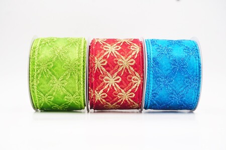 Glitter Tied Bow Pattern Wired Ribbon_KW0460.KW0461.KW0462.KW0463